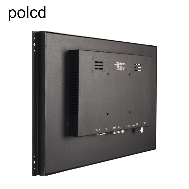 Polcd Metal Duvara Monte Gömülü 15.6 İnç LCD Monitör Endüstriyel IPS HDMI VGA Bağlantı Noktası