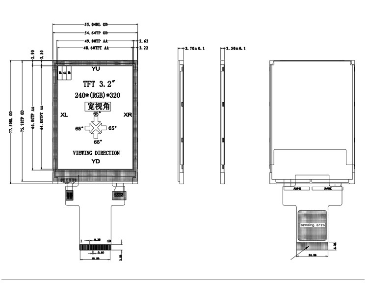 Polcd 3.5 inç 240x320 piksel boyutu Küçük TFT Ekranı 320x480 ILI9488 Sürücü IC