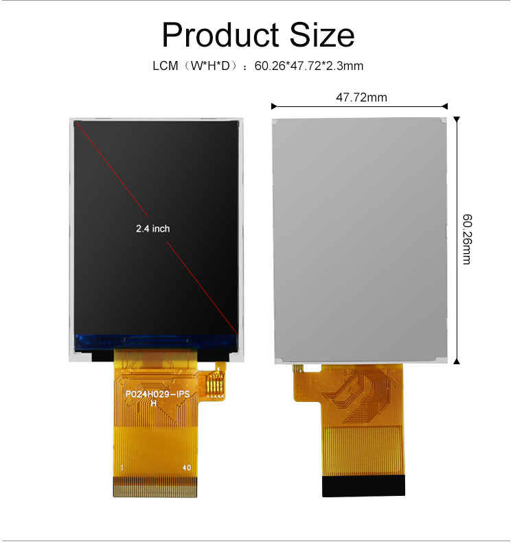 Polcd 350 Nit 2.4 İnç Tft Dokunmatik Ekran 240x320 48.96mm MCU RGB arayüzü LCD Ekran