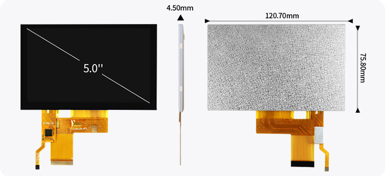 5 Inch Tft LCD Kapasitatif Dokunmatik Ekran Yüksek Parlaklık 800x480 Çözünürlük Rgb Arayüzü Ips