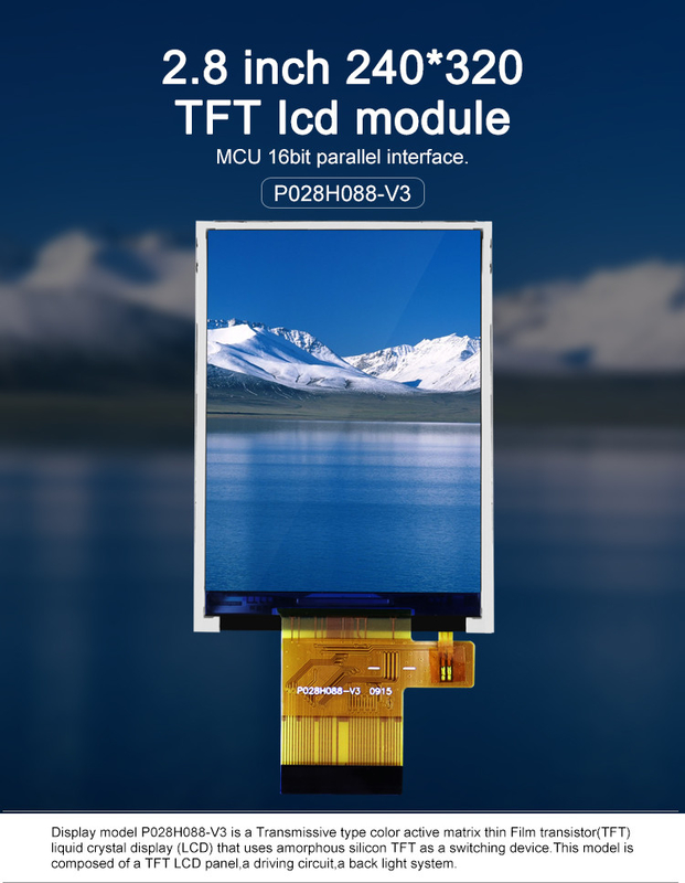 Polcd Renkler 265K 2.8 inç TFT Modülü 57.6mm Normalde Beyaz SPI arayüzü Lcd tft Modülü