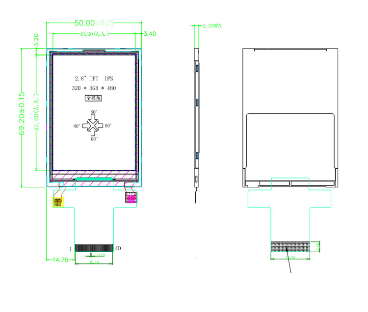 Polcd MCU 9 BIT 2.8 İnç Lcd Tft Ekran 240X320 Tft Renkli Ekran Ticari