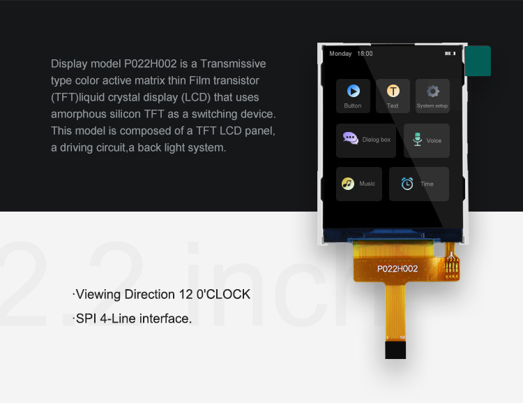 Polcd 44.64mm dokunmatik ekran ekran modülü 2.2 inç Tft Spi 240x320 Raspberry Pi