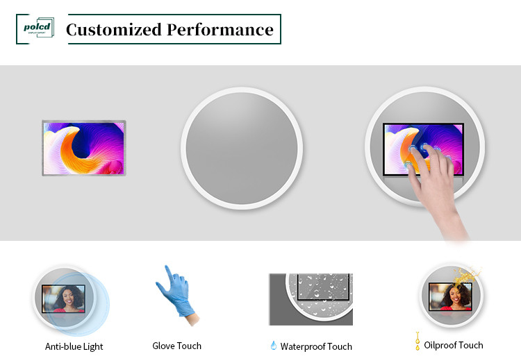 Polcd 8 inç Multitouch Mirror Glass Display Endüstriyel Özel Kapasitif LCD Dokunmatik Ekran Paneli
