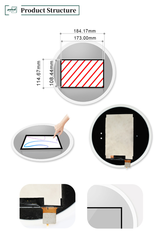Polcd 8 inç Multitouch Mirror Glass Display Endüstriyel Özel Kapasitif LCD Dokunmatik Ekran Paneli