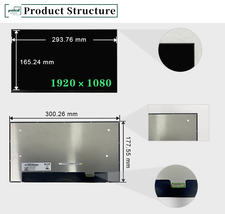 13.3 inç NV133FHM-N49 LCD dizüstü bilgisayar ekran paneli 60Hz 1920x1080 FHD IPS TFT Modülü Dizüstü Bilgisayar için