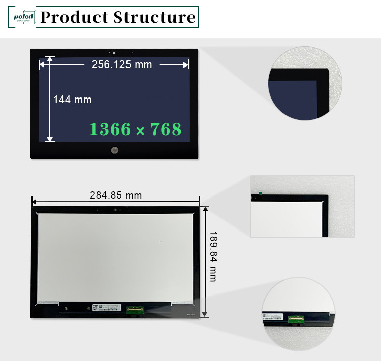 11.6 inç 1366x768 NV116WHM-T1C Değiştirme dizüstü bilgisayar dokunmatik ekran 60Hz Renkli IPS TFT LCD Ekranı