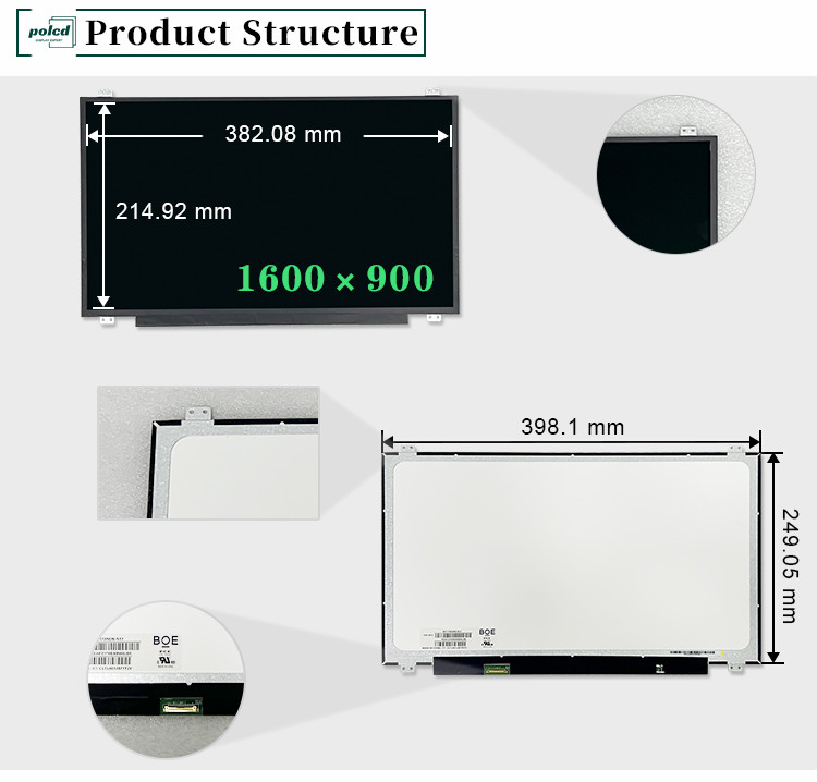 17.3 inç Tft Lcm Modülü Orijinal NT173WDM-N17 30pin 220 Nit 1600x900 EDP LED dizüstü bilgisayar ekranı