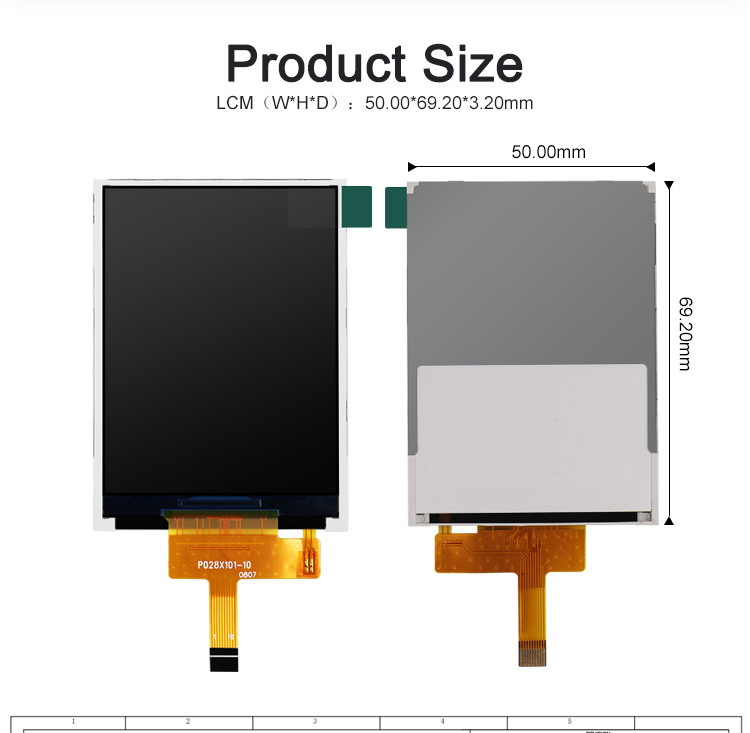 Polcd ST7789V 2,8 İnç Ips Ekran 12 0'CLOCK TFT LCD Modül ISO9001