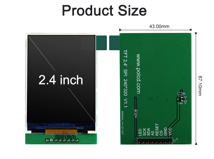 Polcd RoHS Renkli 262K Lcd Tft 2.4 İnç ST7789V2 Tft Dokunmatik Panel