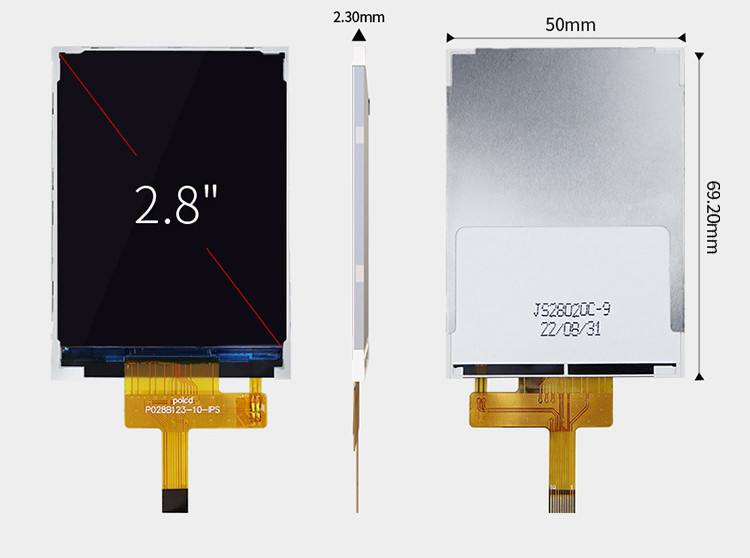 Polcd Küçük LCD 2.8' 240x320 Endüstriyel IPS Renkli Ekran Tam Görünüm 2.8 inç Paralel Port TFT LCD Ekranı