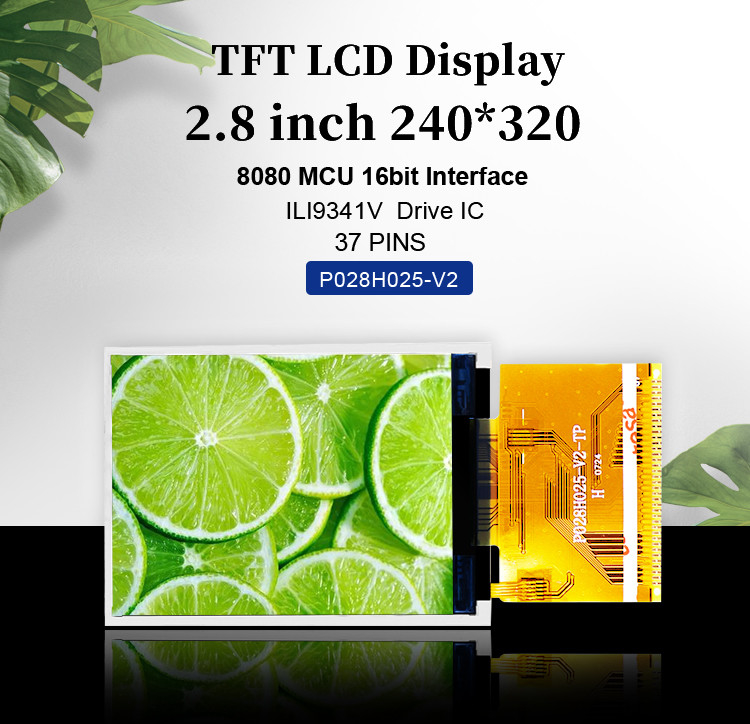 Polcd RoHS 2.8 İnç HD TFT Ekran 8080 MCU 16 Bit Tft Lcd Ekran