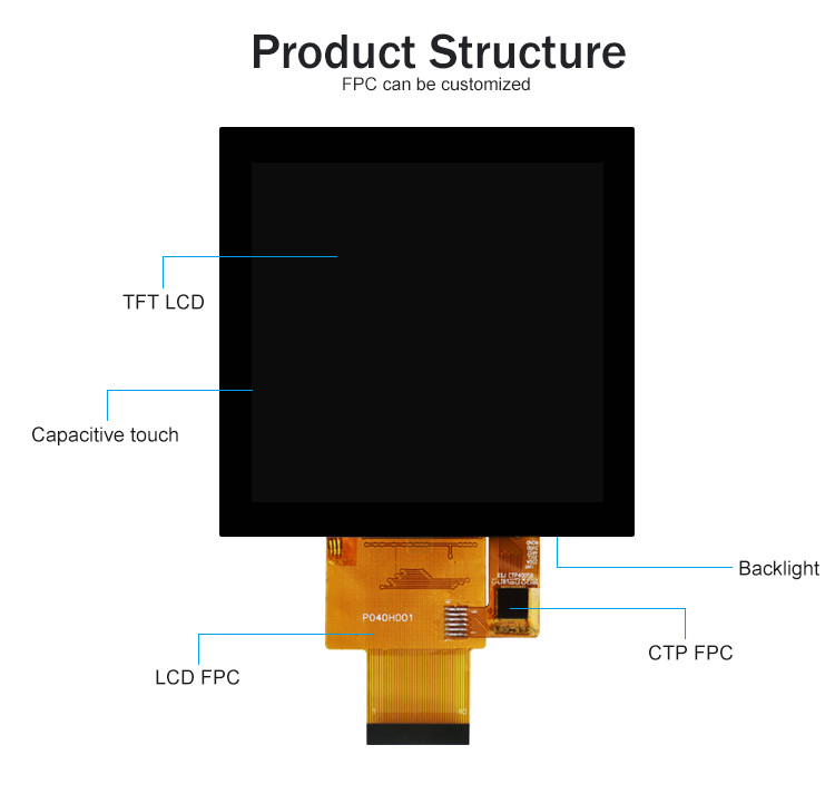 Polcd 4 inç LCD Panel 480*480 IPS LCD Ekran Yüksek Parlaklık RGB Arayüzü TFT LCD Modülü