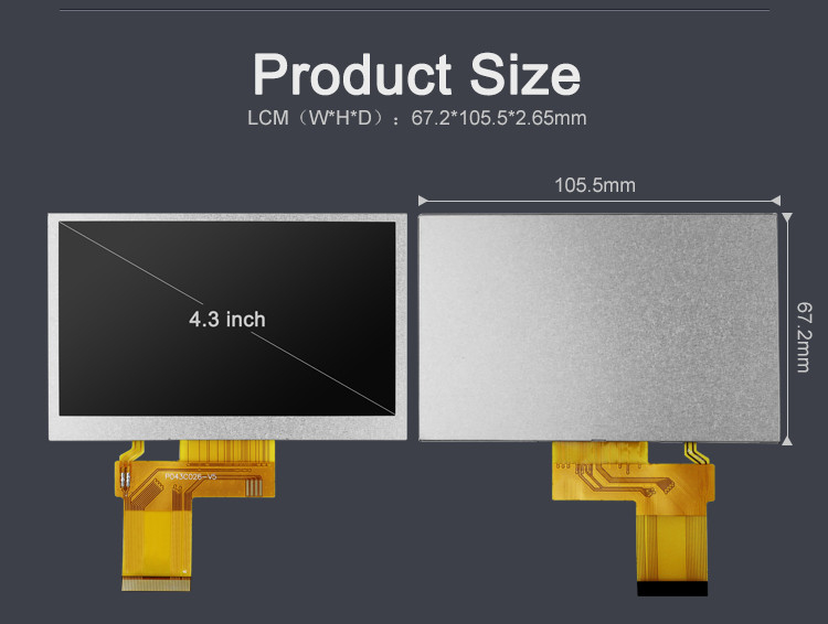 Polcd 4.3 Inch TFT LCD 480x272 Çözünürlük RGB arayüzü 4.3 