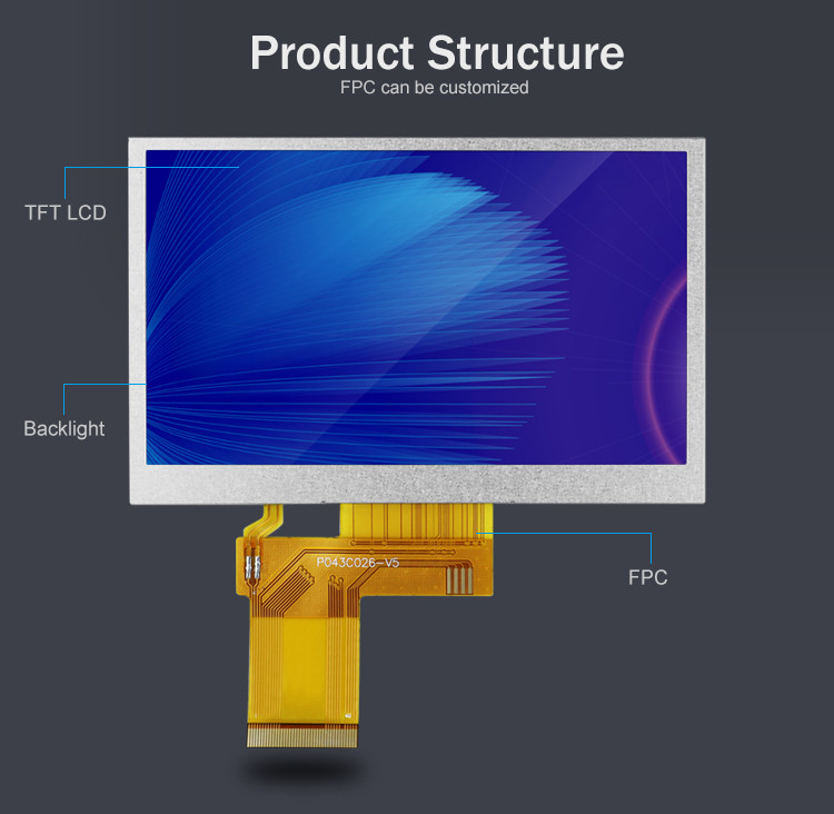 Polcd Özel 4.3 Inch 480*272 RGB 8 bit ILI6485 Renk 40pin 4.3' TFT LCD Modülü