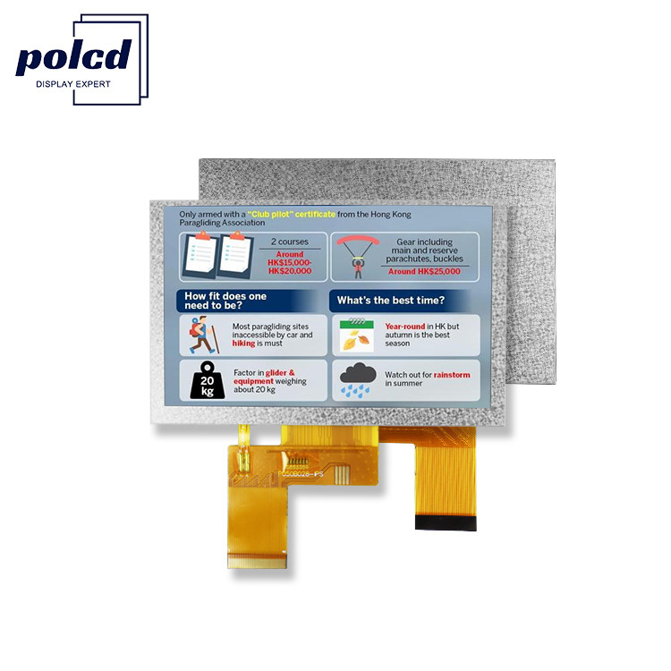 Polcd 5 Inch TFT Ekranı 800x480 RGB 24 Bit Arayüzü IPS Tam Görünüm Köşesi Yüksek Kontrastlı LCD Modülü