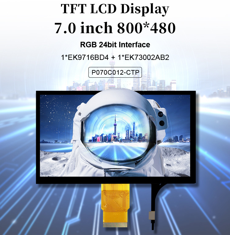 Polcd 7 inç Orta Boyutlu LCD Modülü 800*480 Yüksek Parlaklık Kapasitatif Dokunmatik TFT Ekranı