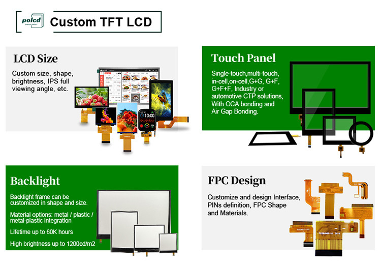 Polcd 240x320 Led Backlit Tft LCD Display 2.4 Inch LCM 260 Nit Parlaklık Lcm Panel