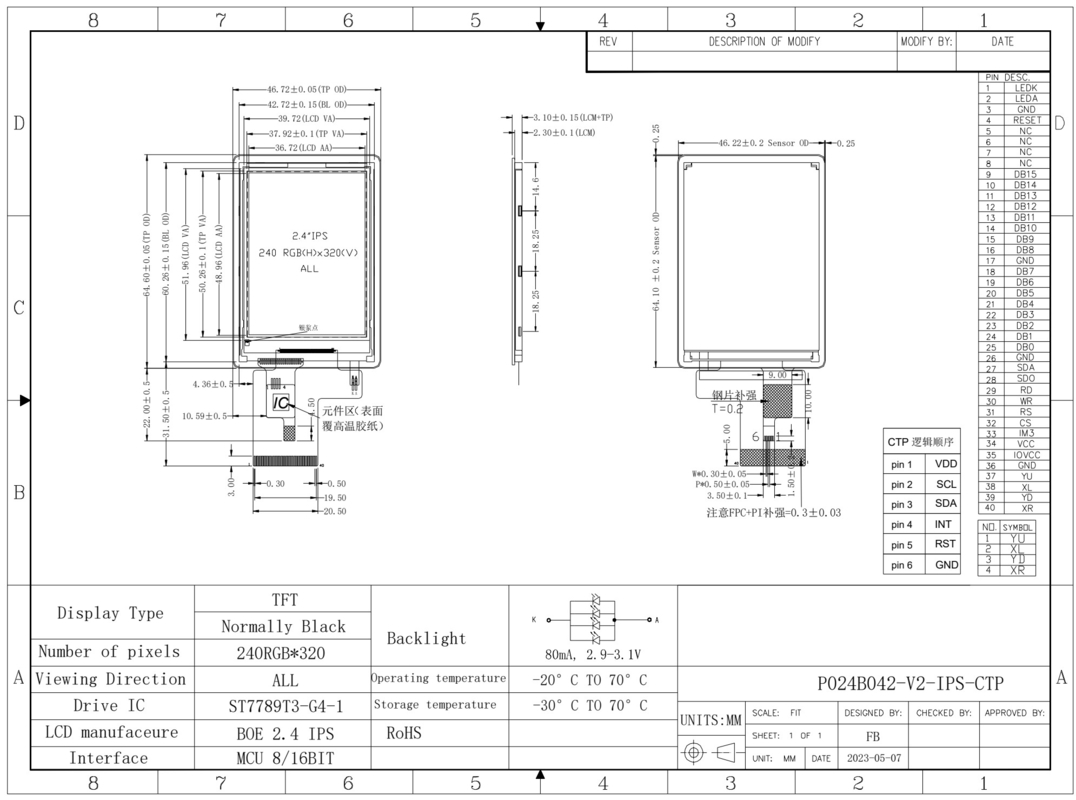 Polcd ST7789V sürücüsü ic 2.4 Inch LCD Ekran 240x320 TFT LCD Renkli Ekran Modülü TP ile