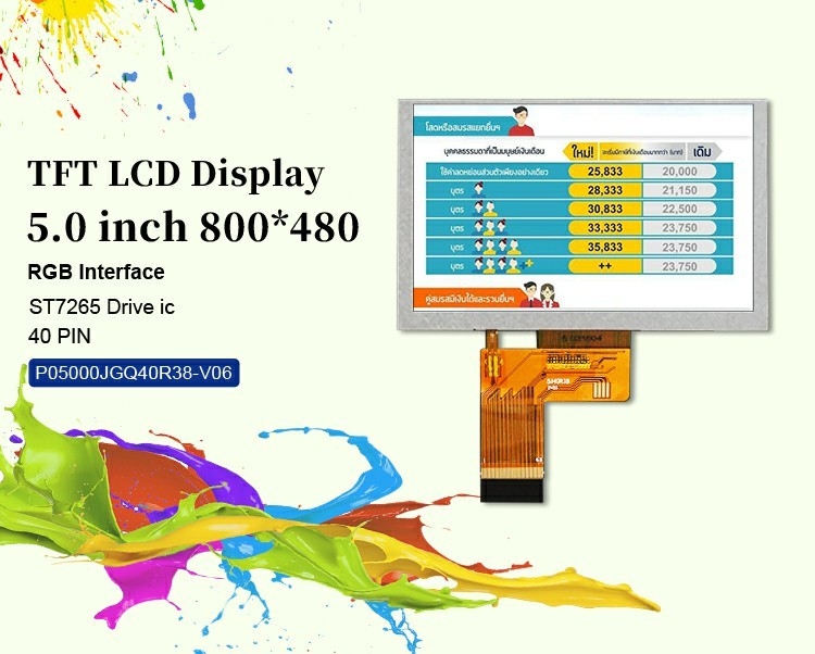Polcd 5 Inch LCD Ekran 800x480 Çözünürlük ST7262 Sürücü IC RGB Arayüzü TFT Ekranı