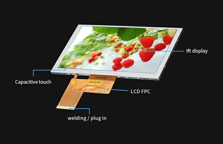 Polcd 5.0 Inch TFT LCD Panel 800*480 Çözünürlük 500nits RGB Arayüz 5