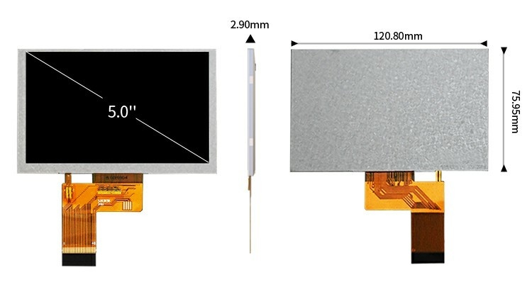 Polcd 5.0 Inch TFT LCD Panel 800*480 Çözünürlük 500nits RGB Arayüz 5