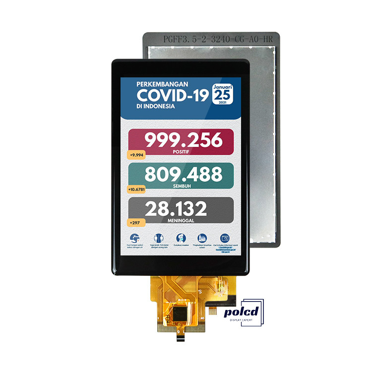 Polcd Custom 3.5 Inch 320x480 Kapasitatif Dokunmatik Panel 500nit ST7796U IPS Tft LCD Ekran Modülü