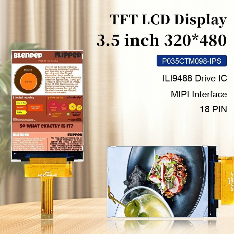 Polcd 3.5 Inch 320x480 Çözüm 350nits Mipi Arayüz ili9488 IC Dikey Tip 3.5' 'TFT LCD Ekran Modülü