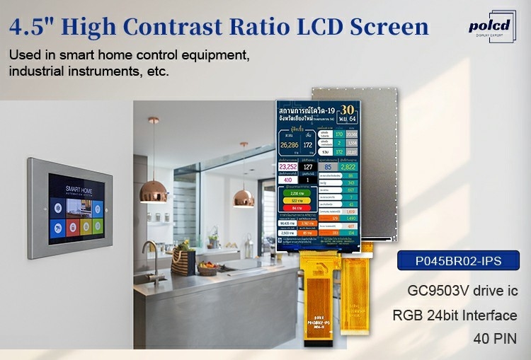 Polcd 4.5 Inch TFT LCD Modülü 480*854 Çözünürlük 300 Nits RGB 24 bit Arayüz 4.5 