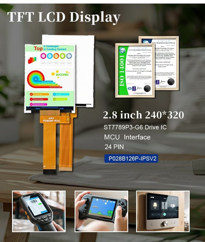 Polcd 2.8 Inch LCD Ekran 240x320 MCU Arayüz Geniş Görünüm Açısı TFT ST7789P3-G6 ile Transflektif LCD Modülü