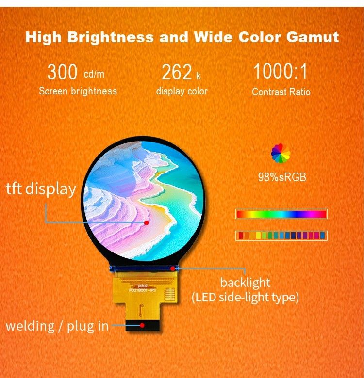 Polcd 2.1 Inch 480x480 IPS yuvarlak TFT Renkli Ekran LCD Modülü LCM ve Panel için MIPI Arayüzü ile