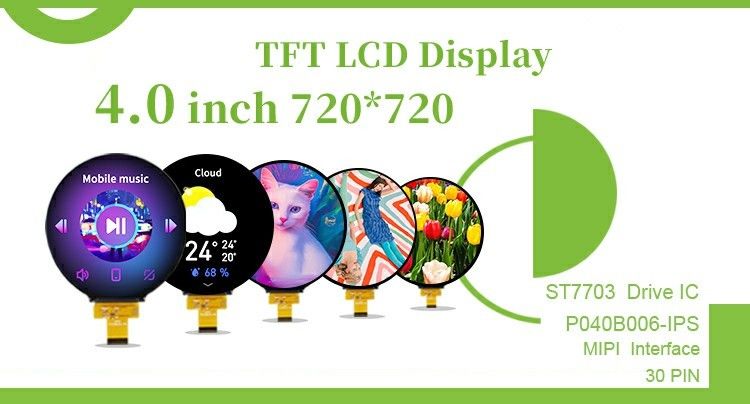 Polcd 4 '' LCD Modülü 720*720 ST7703 IPS 300 Parlaklık MIPI Daire 4 inç Yuvarlak TFT Ekran Paneli