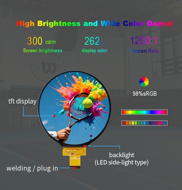 Polcd 4.0' 'Circle Panel LCD Modülü 720*720 ST7703 IPS Görünüm Açısı MIPI arayüzü Yuvarlak TFT Ekranı