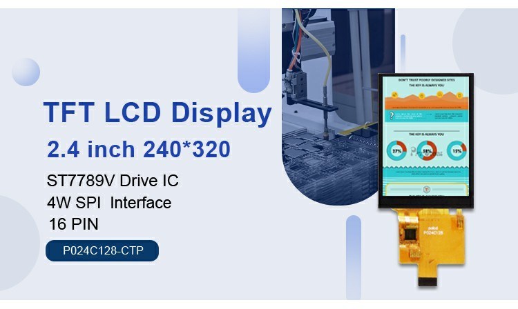 Polcd 2.4 inç Transmissive 240x320 parlaklık 260 sürücü ic ST7789V Arayüz 4 Line seri TFT LCD