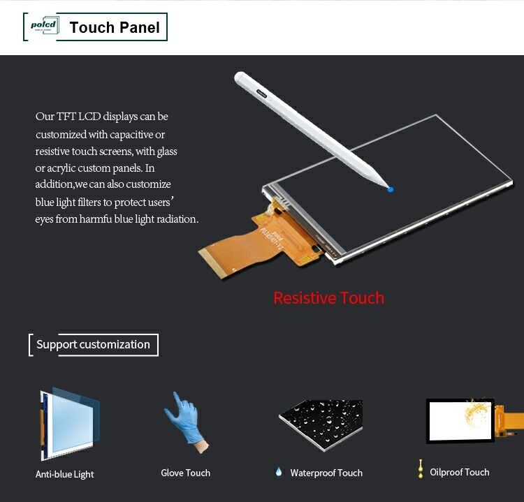 Polcd 3.95 Inch 320*480 LCD Ekranı RGB Arayüzü ILI9488 40pin TFT Transmissive LCD Modülü