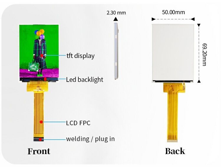 Polcd 2.8 Inch TFT Ekranı 240x320 IPS Ekran Yüksek Kontrast 1200:1 TFT Panel LCD Modülü