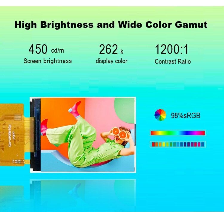 Polcd 2.4 İnç 240x320 ST7789V MCU Arayüzü Tam Görüntüleme Açısı IPS 2.4