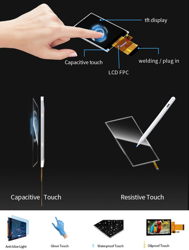 Polcd 3.3V LCM Güç Kaynağı Ekran Dokunmatik Ekran 2.4 inç LCD Modül Paneli