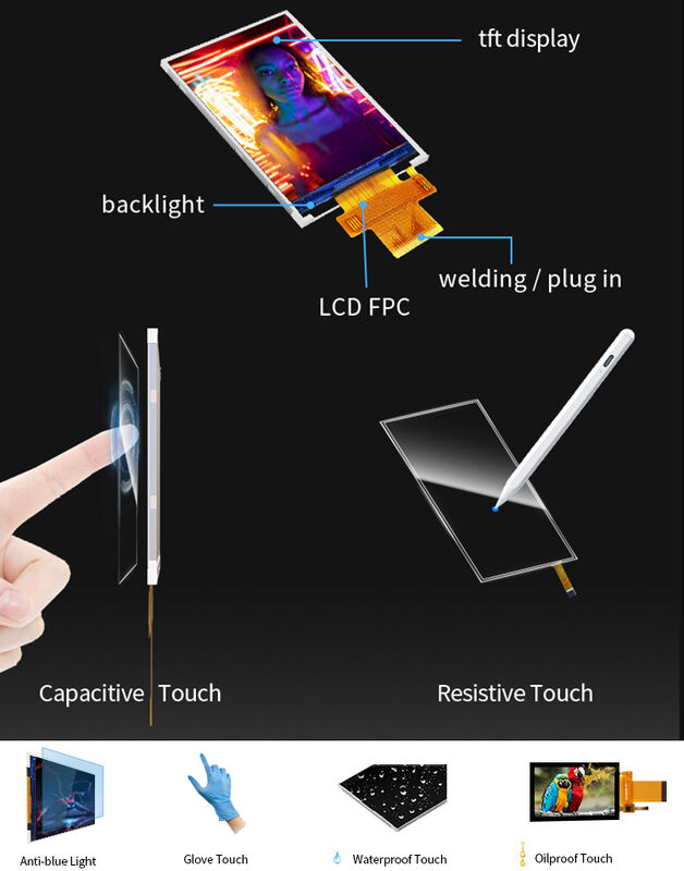 Polcd ST7789V2 2.4 Tft Ekran Renkli 262K TFT LCD Modülü 48.96mm TFT LCD