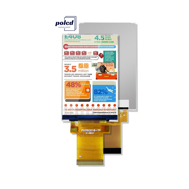 Polcd ILI9488 Ekran Tft Lcd 12 0'CLOCK 3.5 Tft Lcd Raspberry Pi 48.96mm