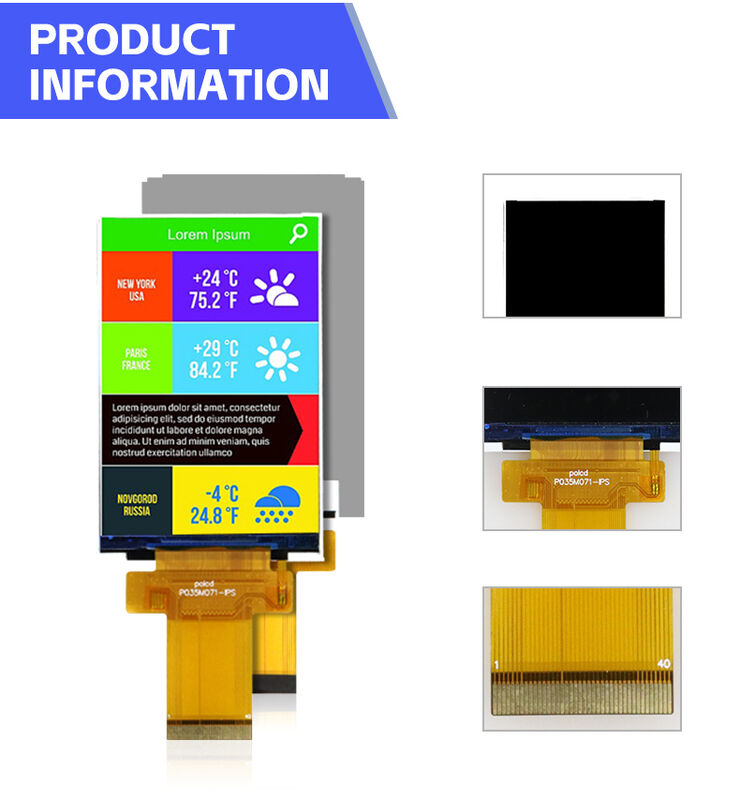 Polcd 3.5 İnç TFT Ekran MCU SPI Arayüzü Endüstriyel Ekipman IPS Ekran Tam Görüş Renkli LCD Modülü