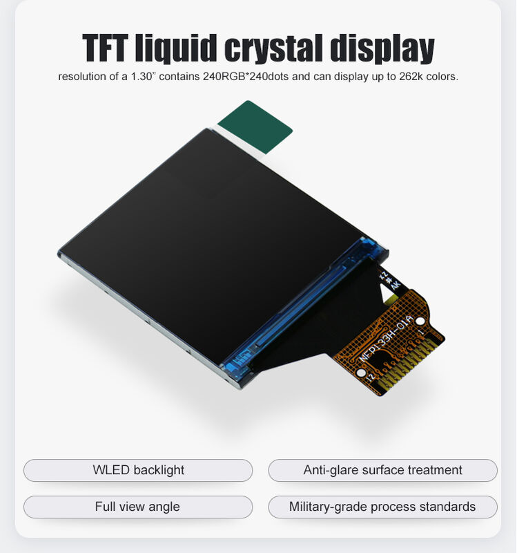 Polcd Square LCD Üretici Küçük Boyut 240*240 SPI Arayüzü IPS TFT 1.3 Inch LCD Ekran Paneli