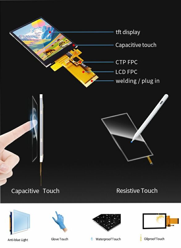 Polcd Özel Endüstriyel 2,8 İnç RGB Ekran Paneli Dokunmatik Ekranlı Su Geçirmez Kapasitif TFT LCD Modüller