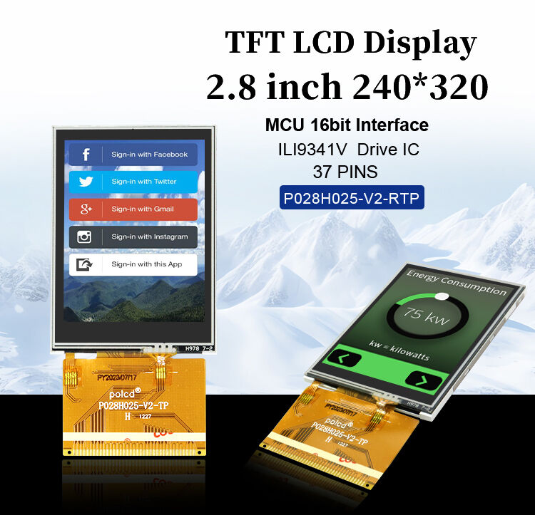 Polcd 240x320 çözünürlüğü 37 pin TFT LCD ILI9341V sürücü ic 2.8 Inch Touch Screen