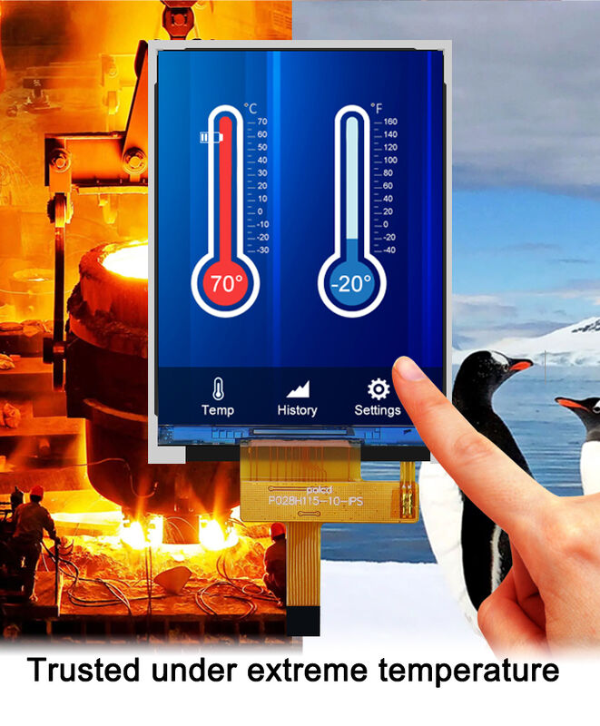 Polcd 2.8 '' TFT LCD Özel Renkli Panel Ekran 240 * 320 Çözüm 260 nit IPS LCD Ekranı