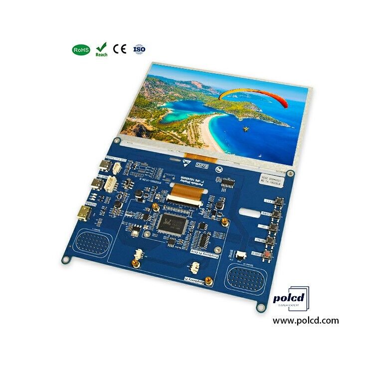 Polcd Yüksek Parlaklık 7 Inch 1024x600 RGB LCD Drive Board RTD2281 Endüstriyel Dış Görüntüleme için Ses Hoparlörü