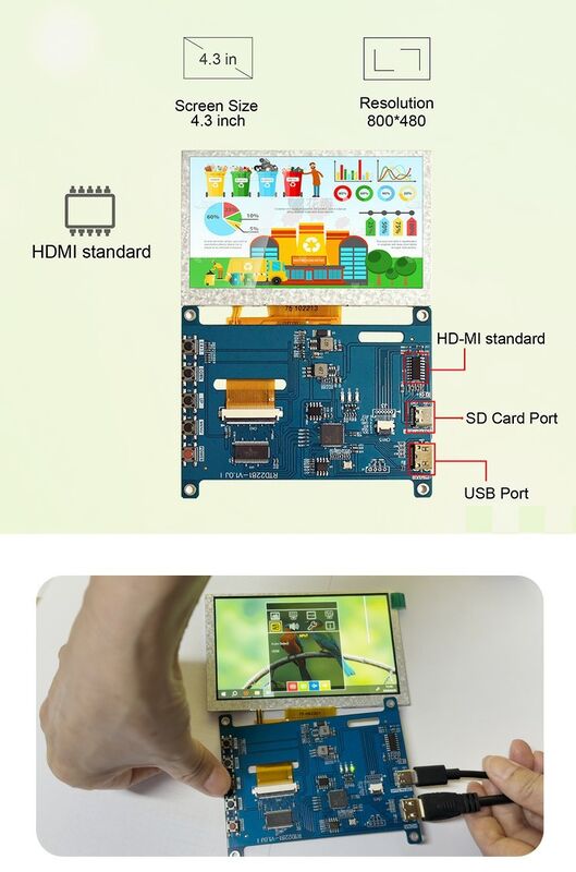 Polcd 4.3 5 Inch Çok fonksiyonel HD-MI Denetleyici Kartı Raspberry Pi IPS Ekranı için Evrensel Dokunmatik LCD Sürücü Kartı