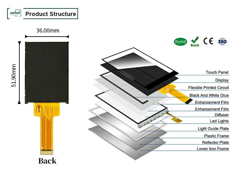 Polcd Sıvı Kristal Ekran 2.0 Inç Mini Tam Renkli ST7789 MCU IPS Tam Köşeli Görünüm 240x320 TFT LCD Modülü