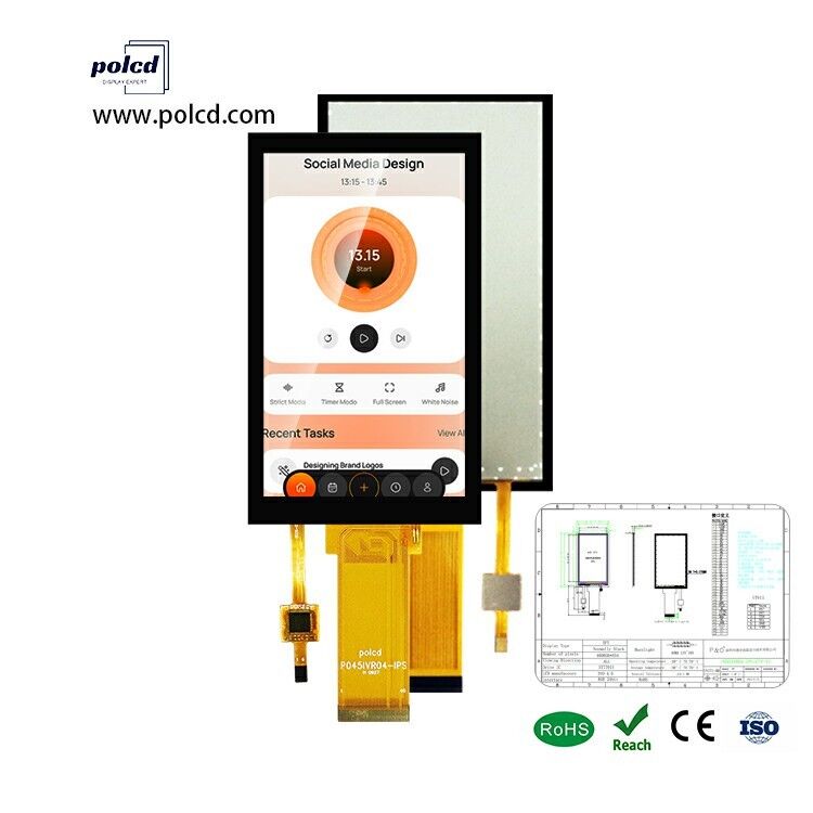 Polcd 4.5 Inch TFT 480 * 854 Çözüm Kontrast oranı 1200: 1 RGB Arayüz IPS Dokunmatik Ekran LCD Modülleri