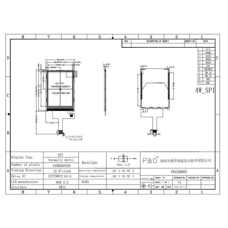 Polcd 240X320 2.2 İnç Lcd Ekran ST7789V Küçük Tft Monitör 300 Parlaklık